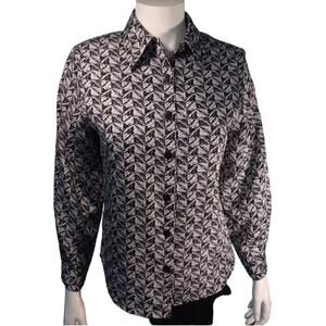 Vintage 80s Norton McNaughton Iridescent Chevron Blouse Medium Petite Gothic